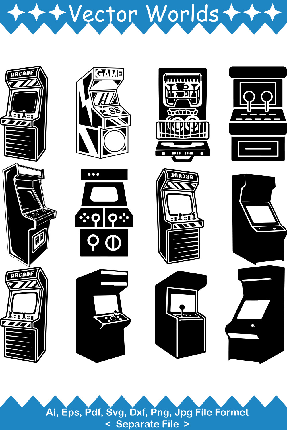 Arcade SVG Vector Design pinterest preview image.