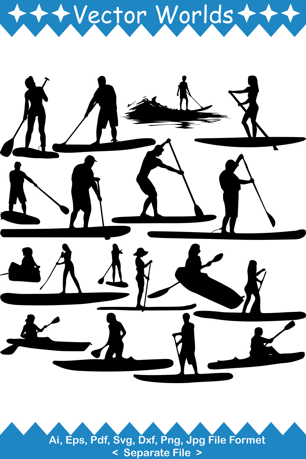 Paddle Board SVG Vector Design pinterest preview image.