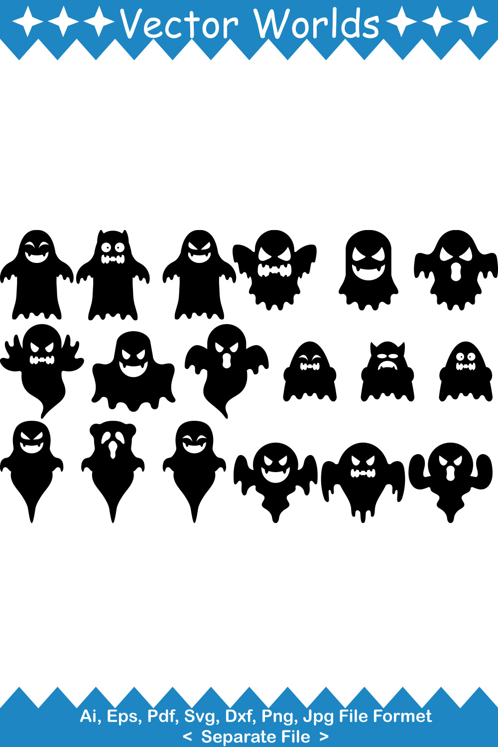 Ghost Smile SVG Vector Design pinterest preview image.