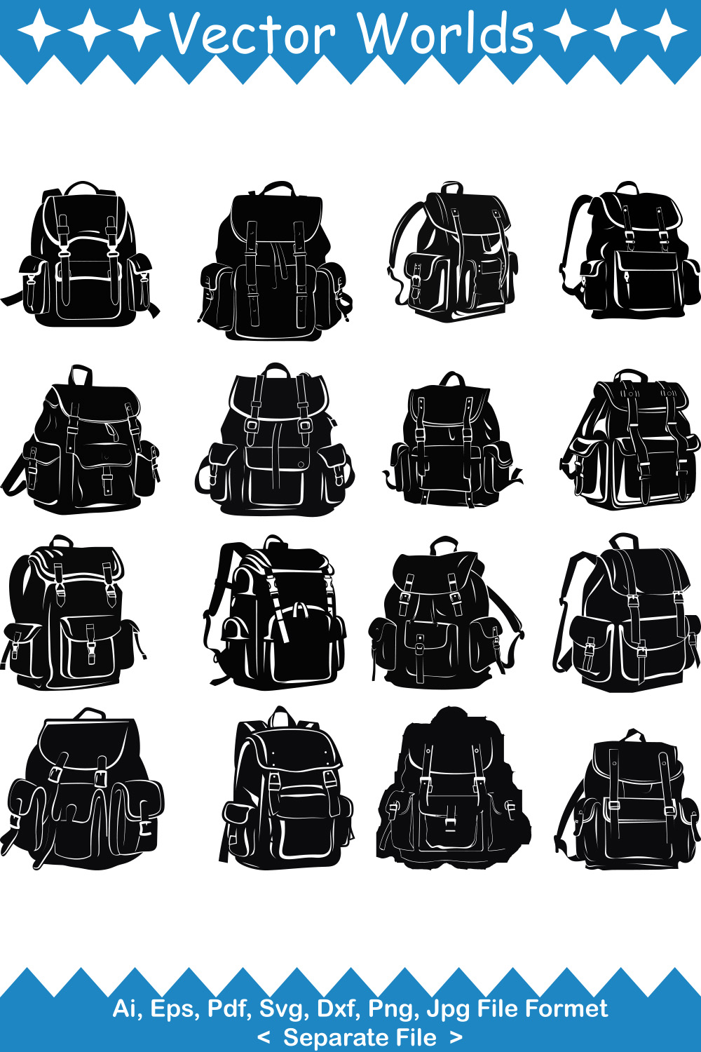 Travel Backpack SVG Vector Design pinterest preview image.