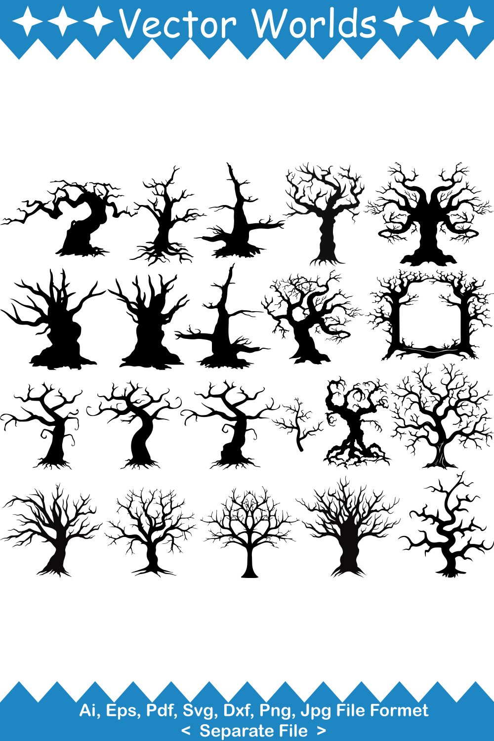 Scary Branches SVG Vector Design pinterest preview image.