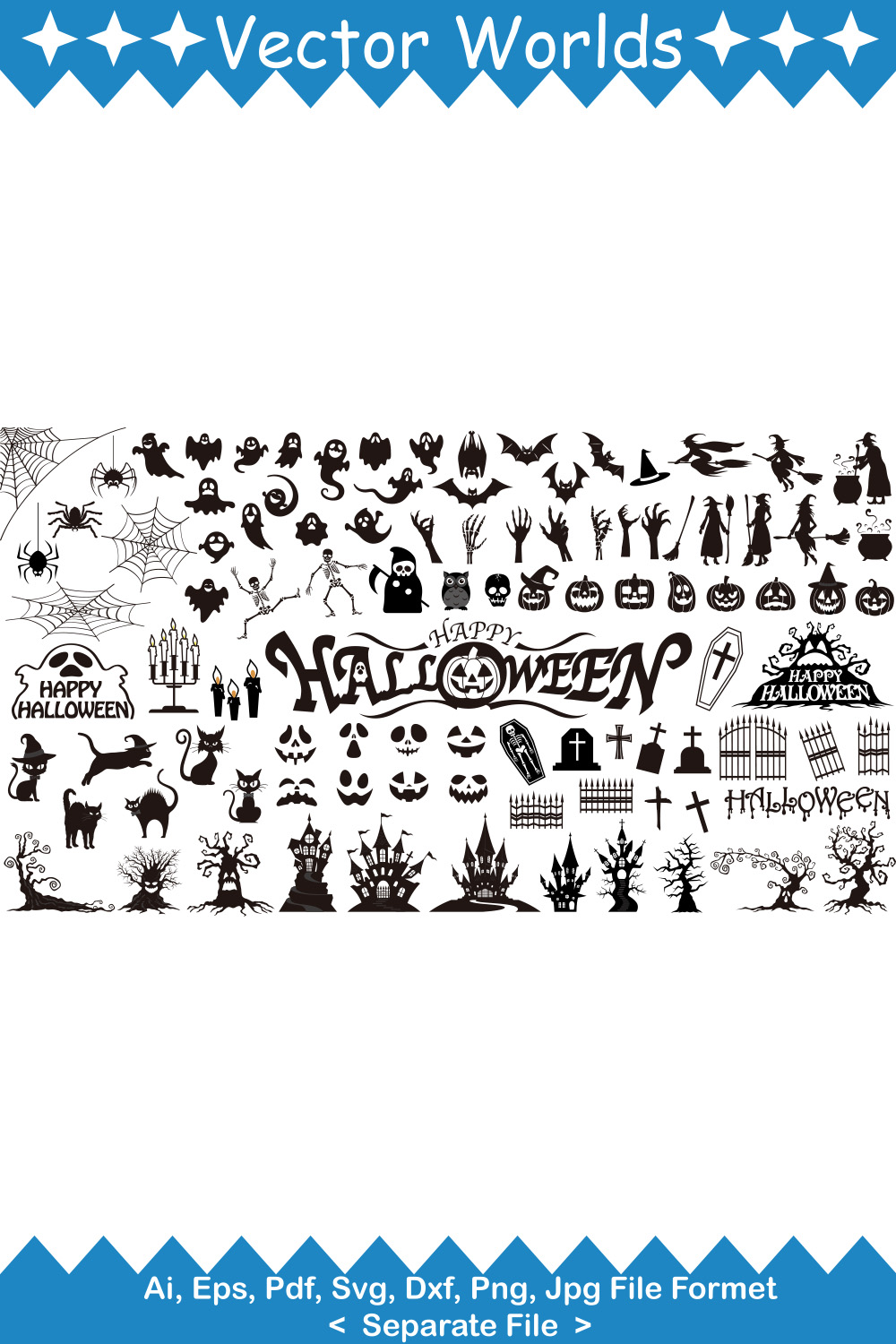 Happy Halloween SVG Vector Design pinterest preview image.