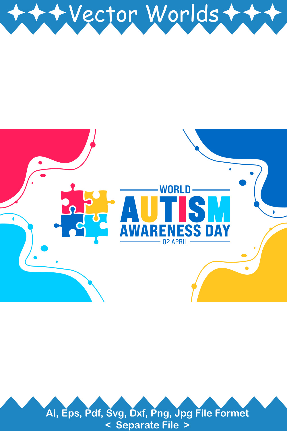 World Autism Awareness Day SVG Vector Design pinterest preview image.