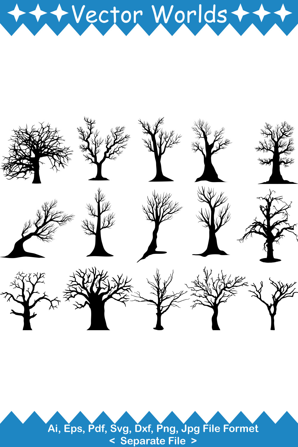 Branches Tree SVG Vector Design pinterest preview image.