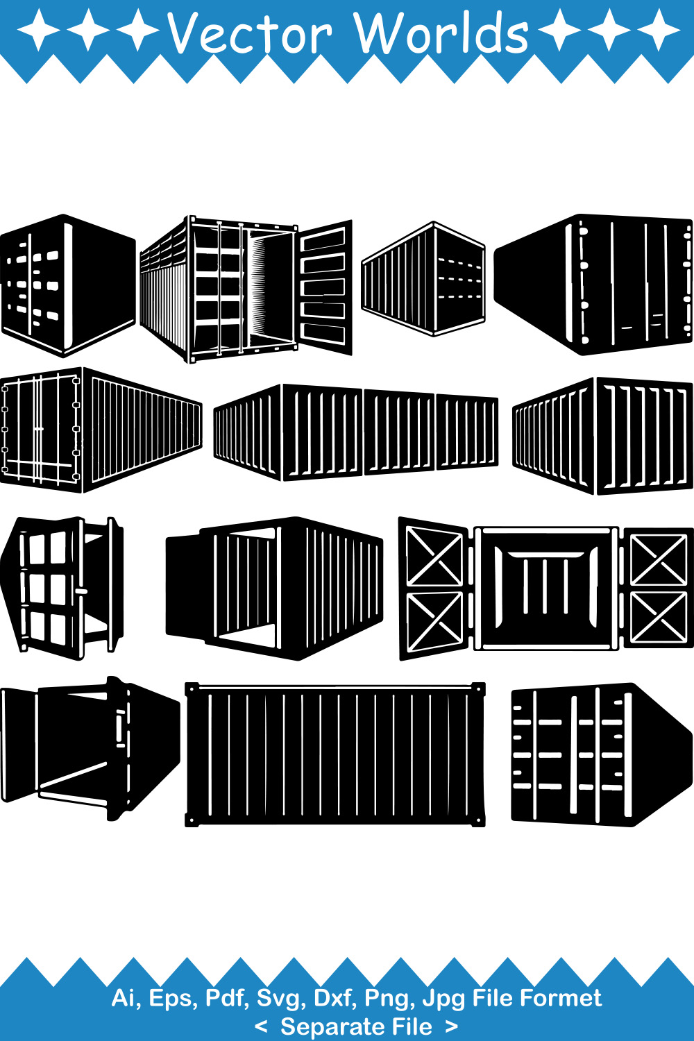 Container Shipping SVG Vector Design pinterest preview image.