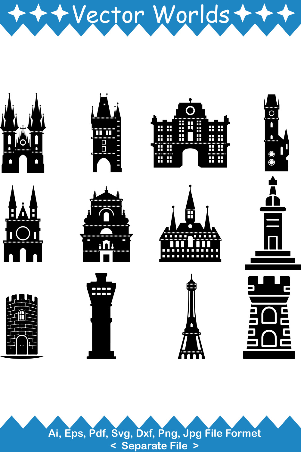 Tower SVG Vector Design pinterest preview image.