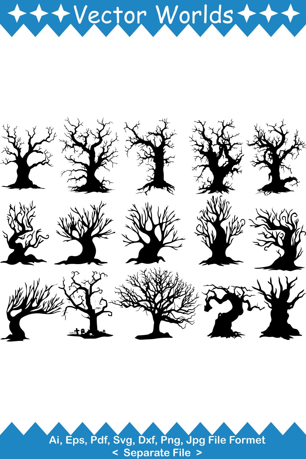 Spooky Tree SVG Vector Design pinterest preview image.