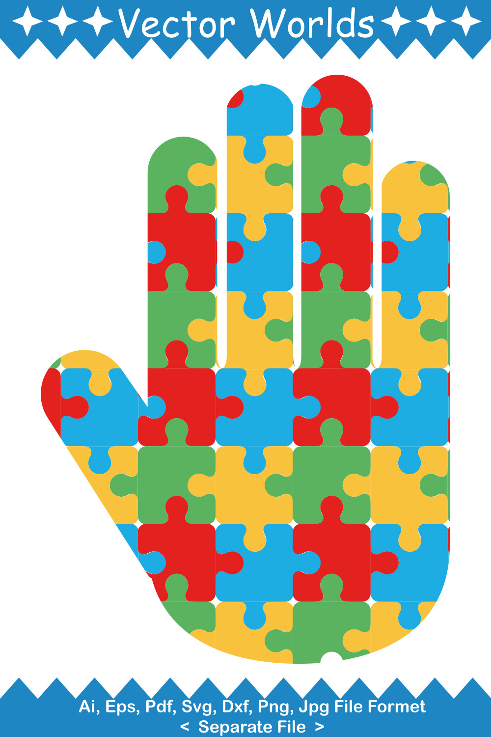 World Autism Awareness Day SVG Vector Design pinterest preview image.