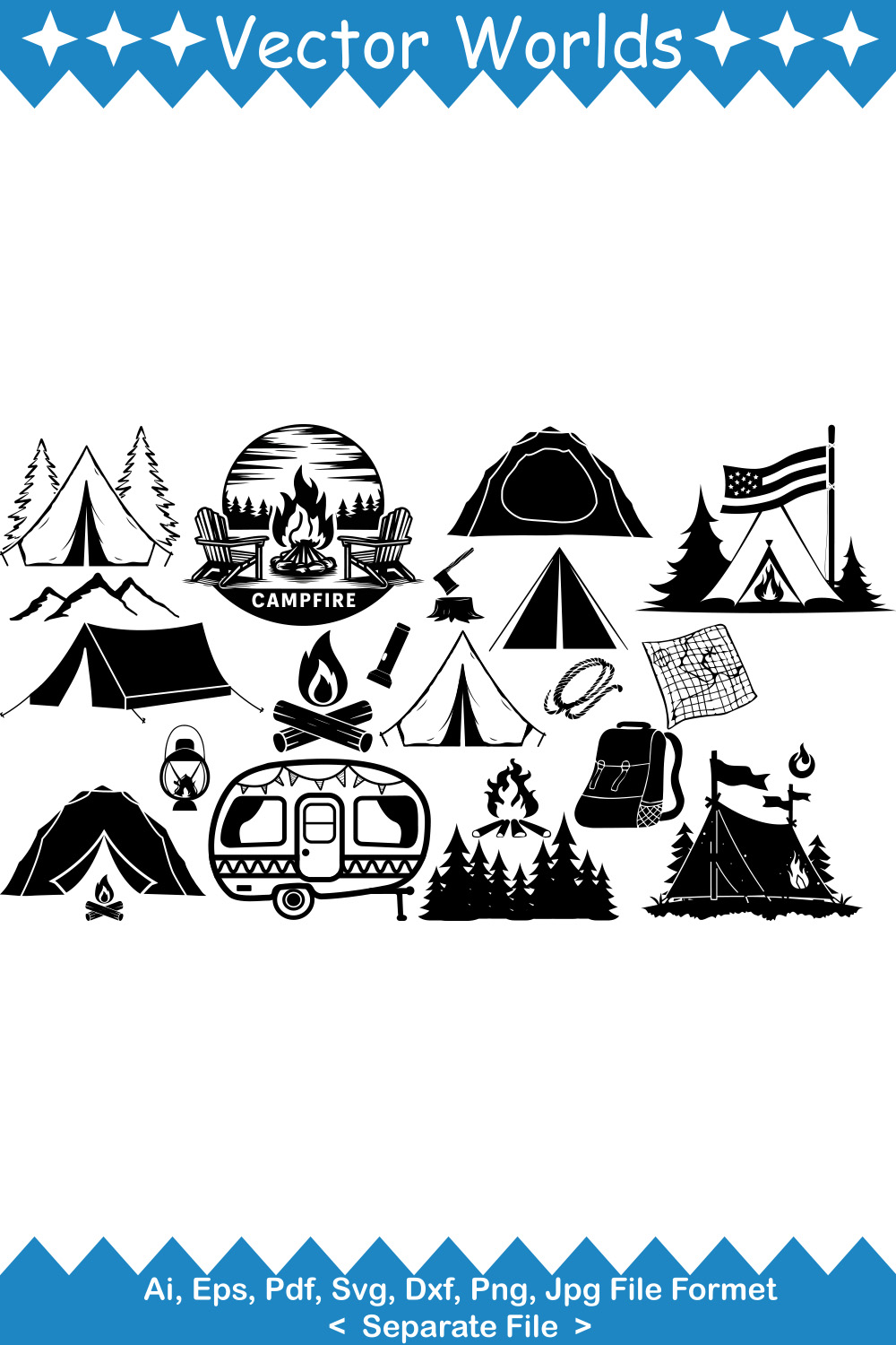 Party Camp Fire SVG Vector Design pinterest preview image.