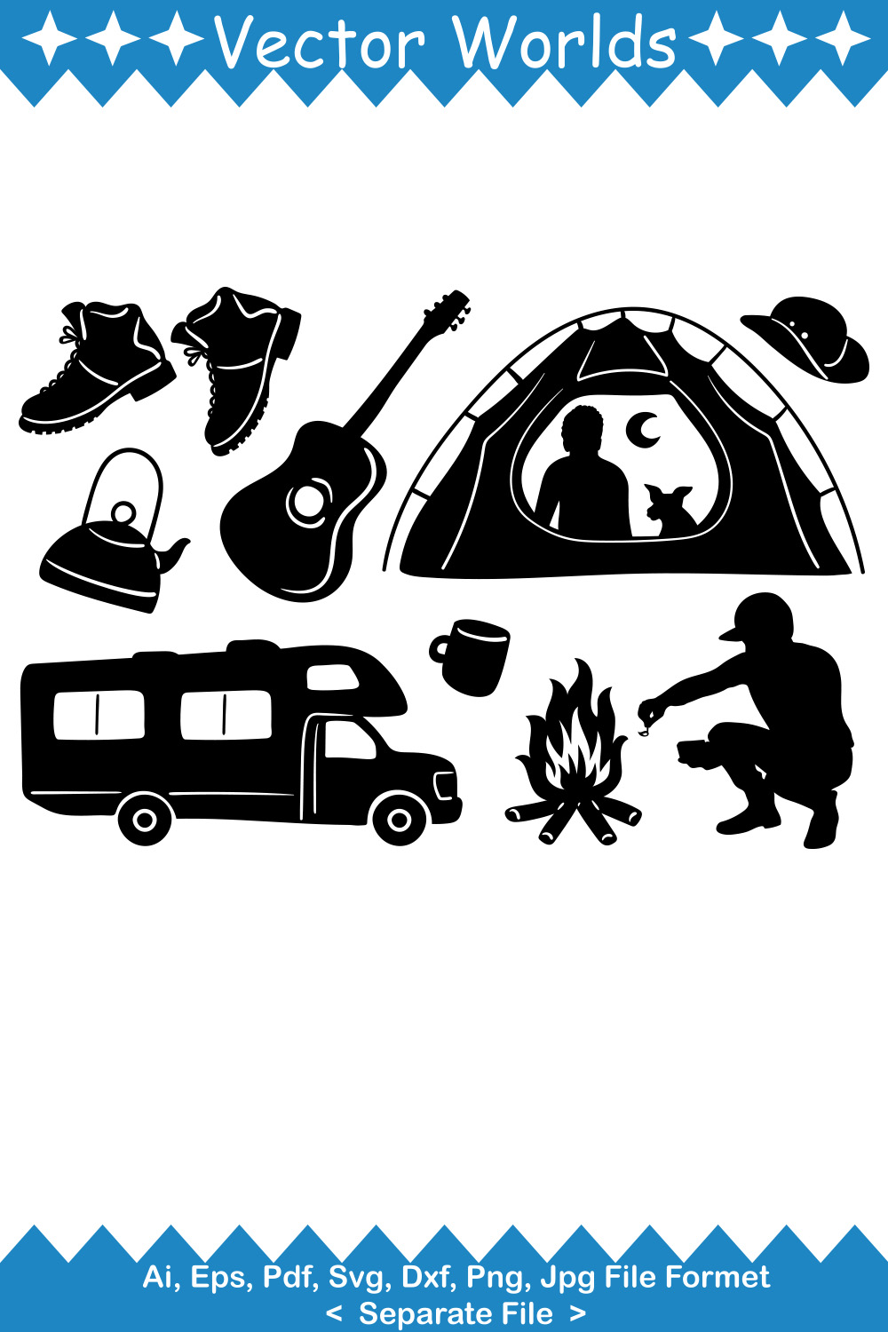 Winter Camp Fire SVG Vector Design pinterest preview image.