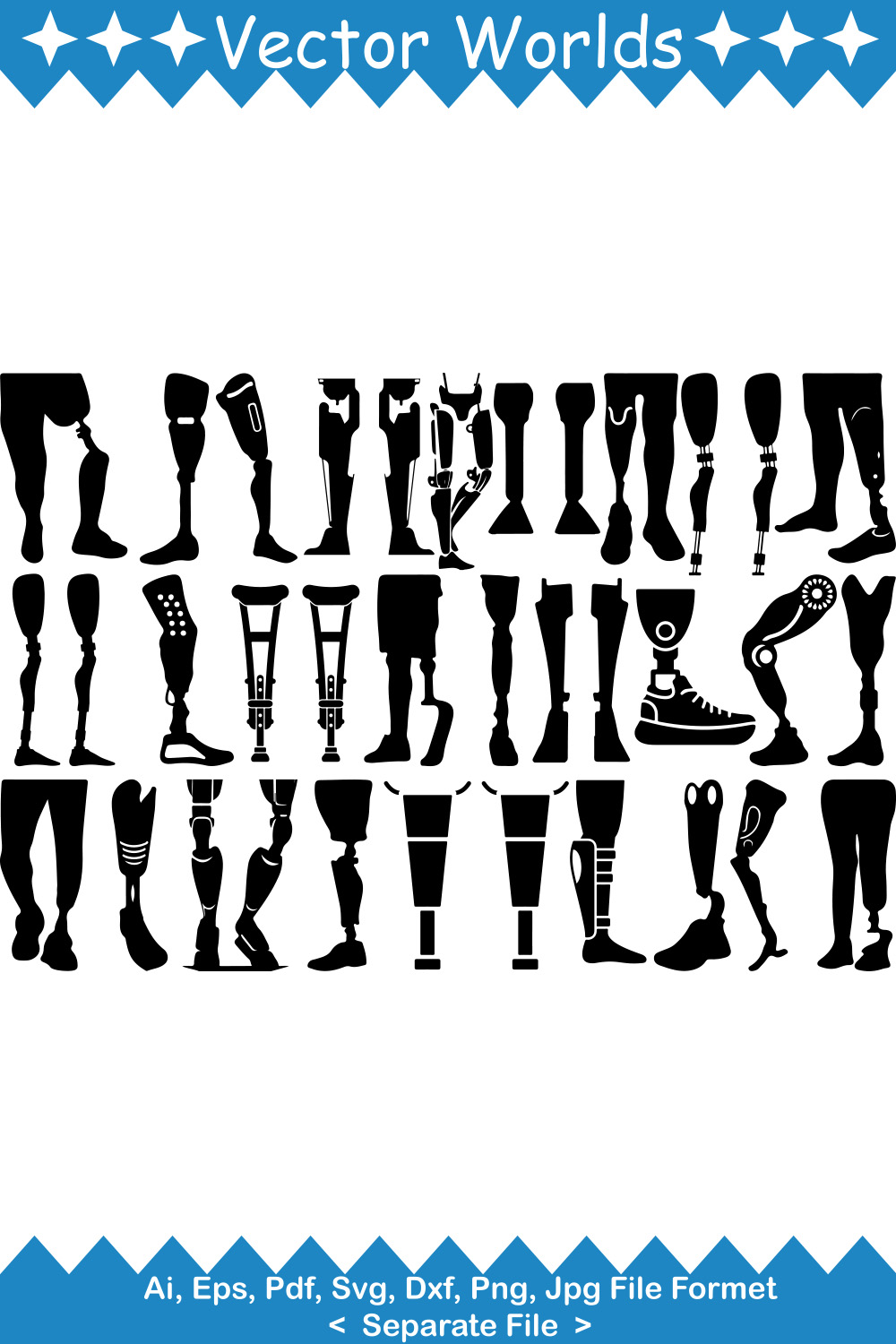 Prosthetic Leg SVG Vector Design pinterest preview image.