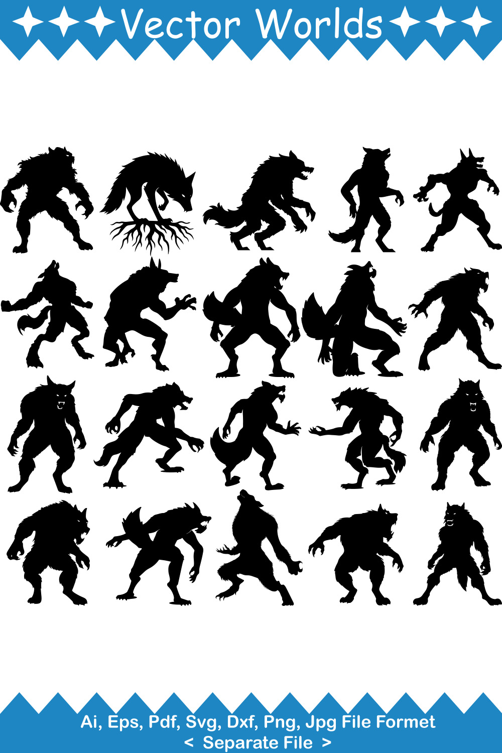 WereWolf SVG Vector Design pinterest preview image.