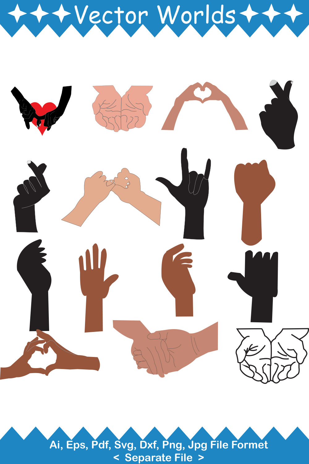 Love Hand SVG Vector Design pinterest preview image.