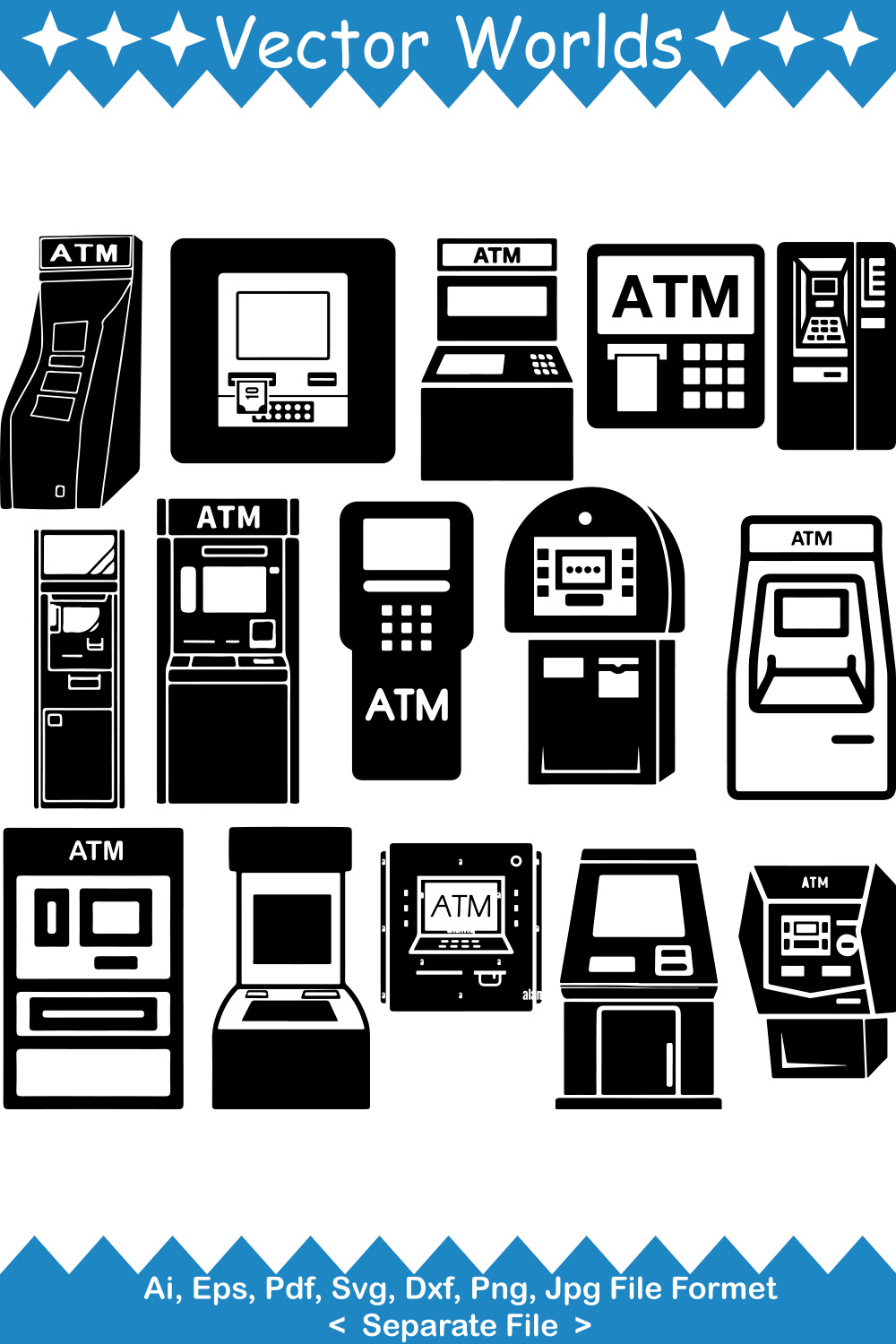 ATM Booth SVG Vector Design pinterest preview image.