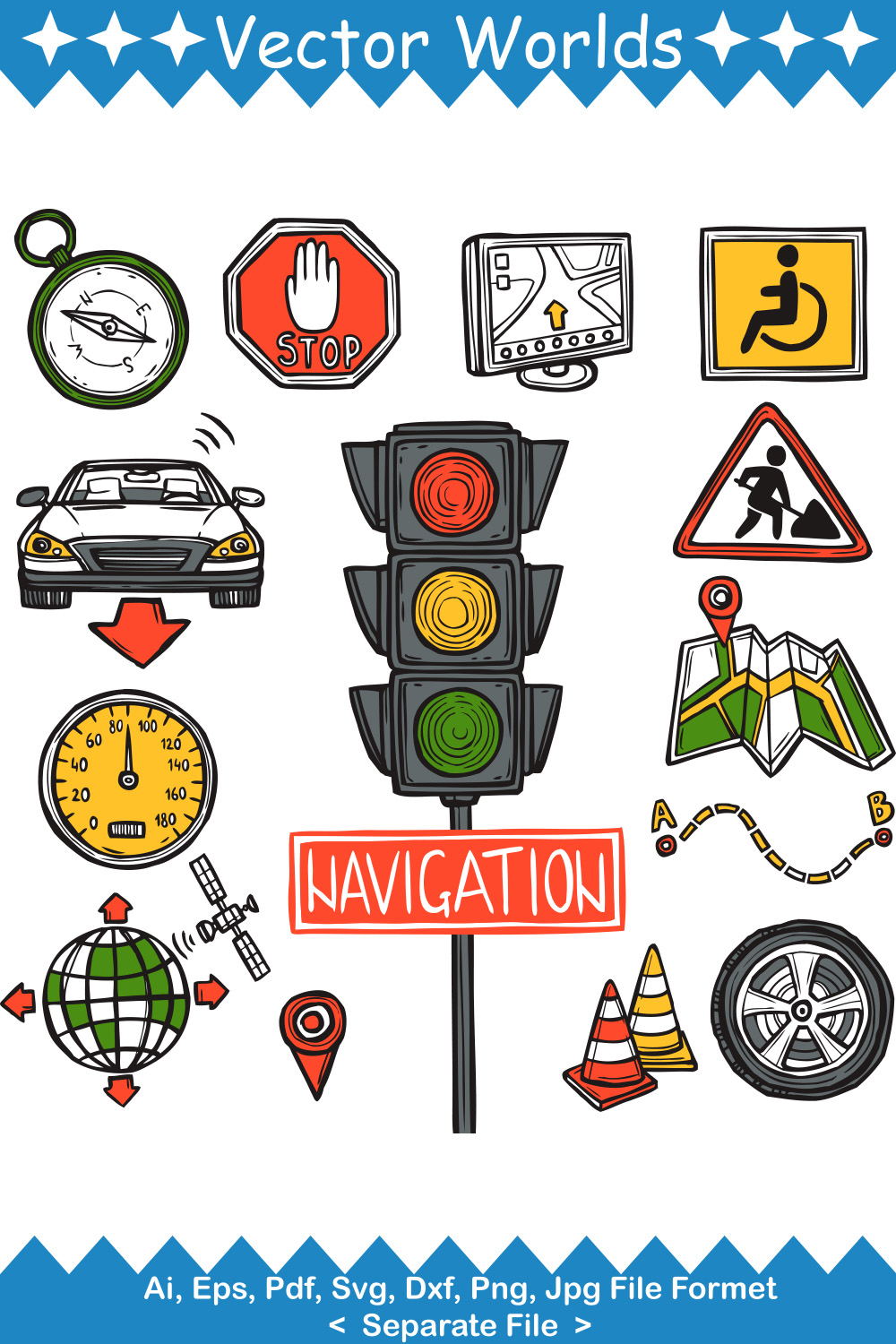 Navigation Icons SVG Vector Design pinterest preview image.