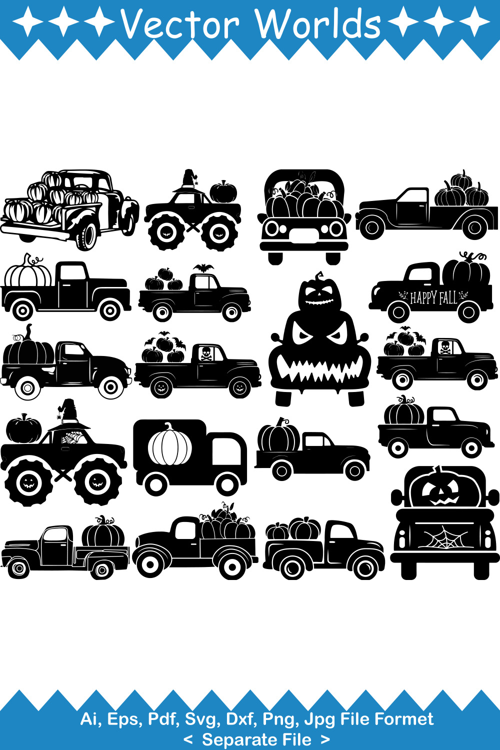 Truck Pumpkin SVG Vector Design pinterest preview image.