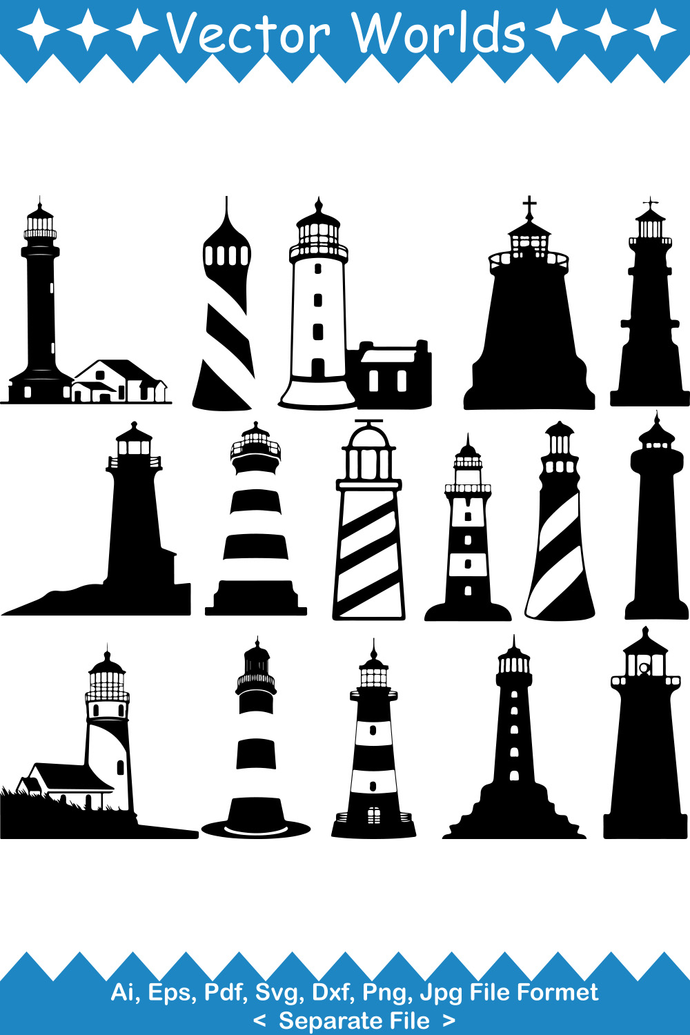 Round Lighthouse SVG Vector Design pinterest preview image.