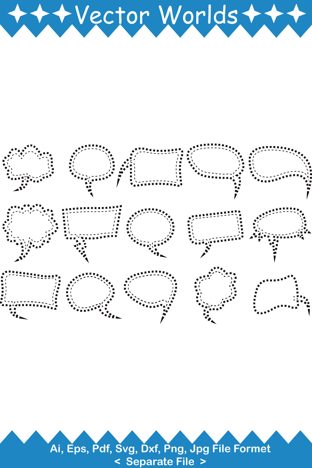 Dotted Speech Bubble SVG Vector Design pinterest preview image.