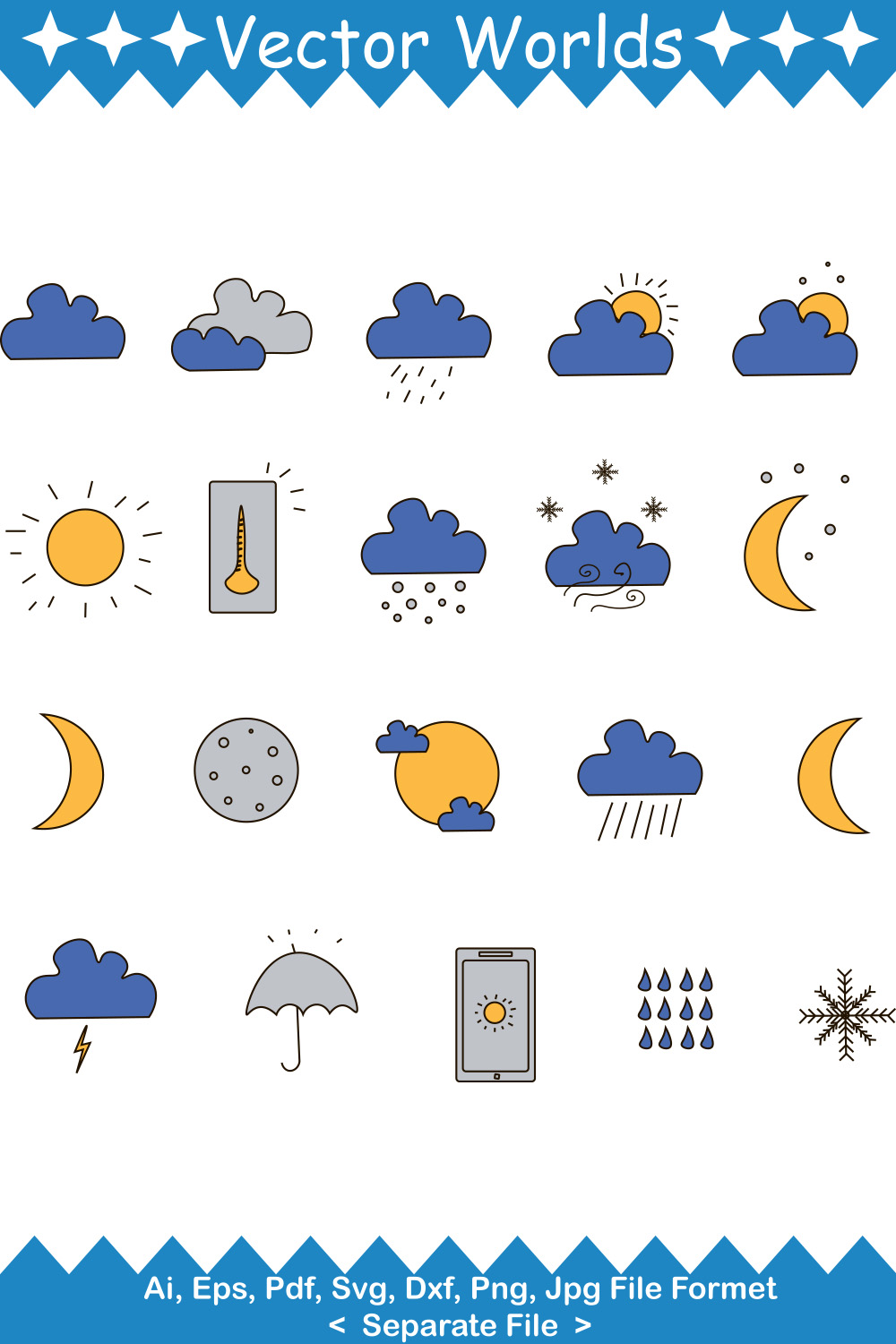 Weather Flat SVG Vector Design pinterest preview image.