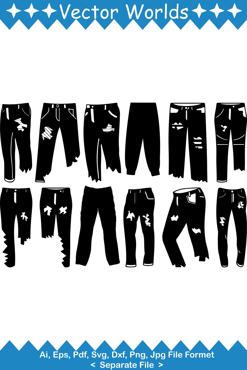 Ripped Pant SVG Vector Design pinterest preview image.