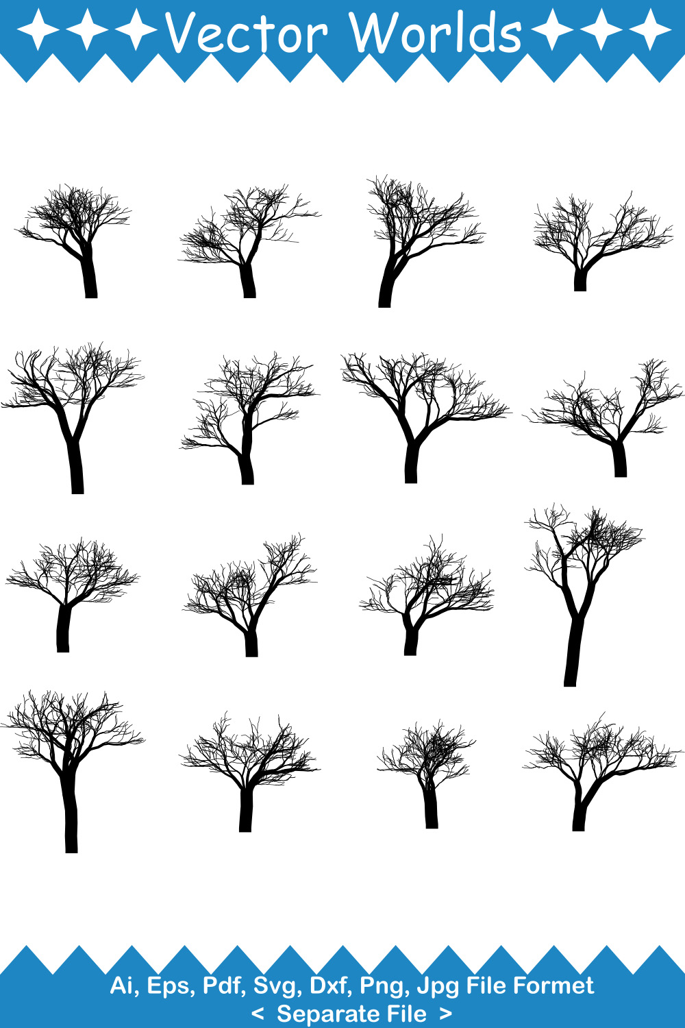 Dry Tree SVG Vector Design pinterest preview image.