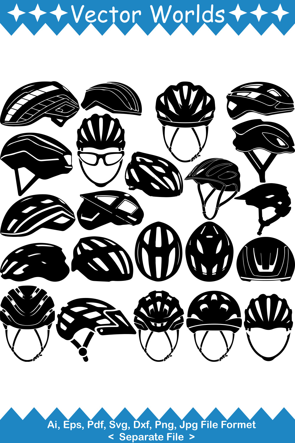 Cycle Helmet SVG Vector Design pinterest preview image.