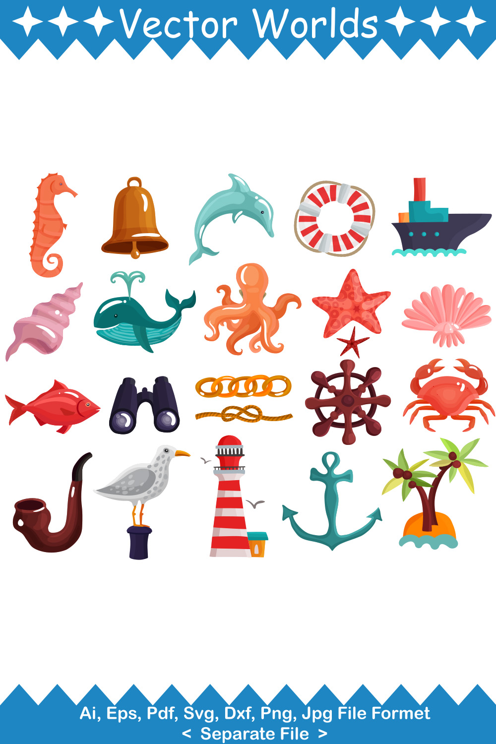 Nautical Icon SVG Vector Design pinterest preview image.