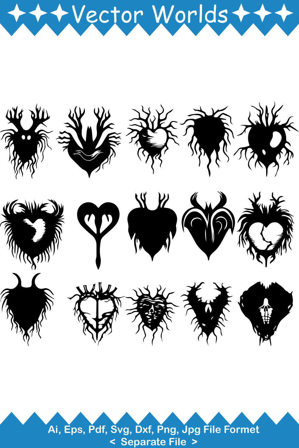 Heart Roots SVG Vector Design pinterest preview image.