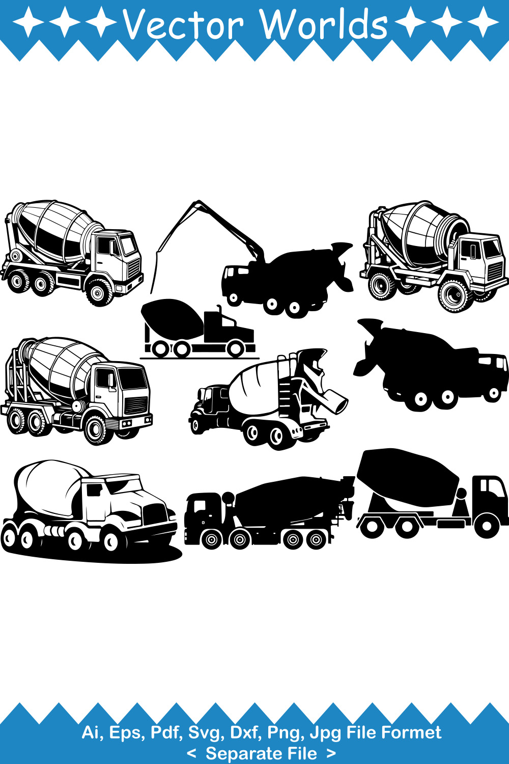 Concrete Truck SVG Vector Design pinterest preview image.