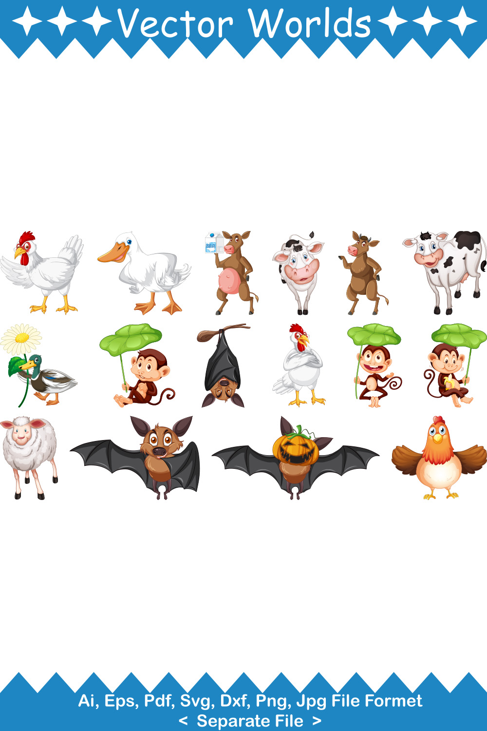 Many Animals SVG Vector Design pinterest preview image.