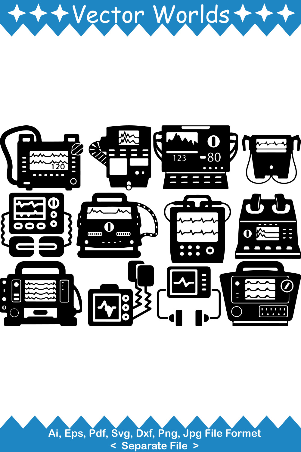 Defibrillator Machine SVG Vector Design pinterest preview image.