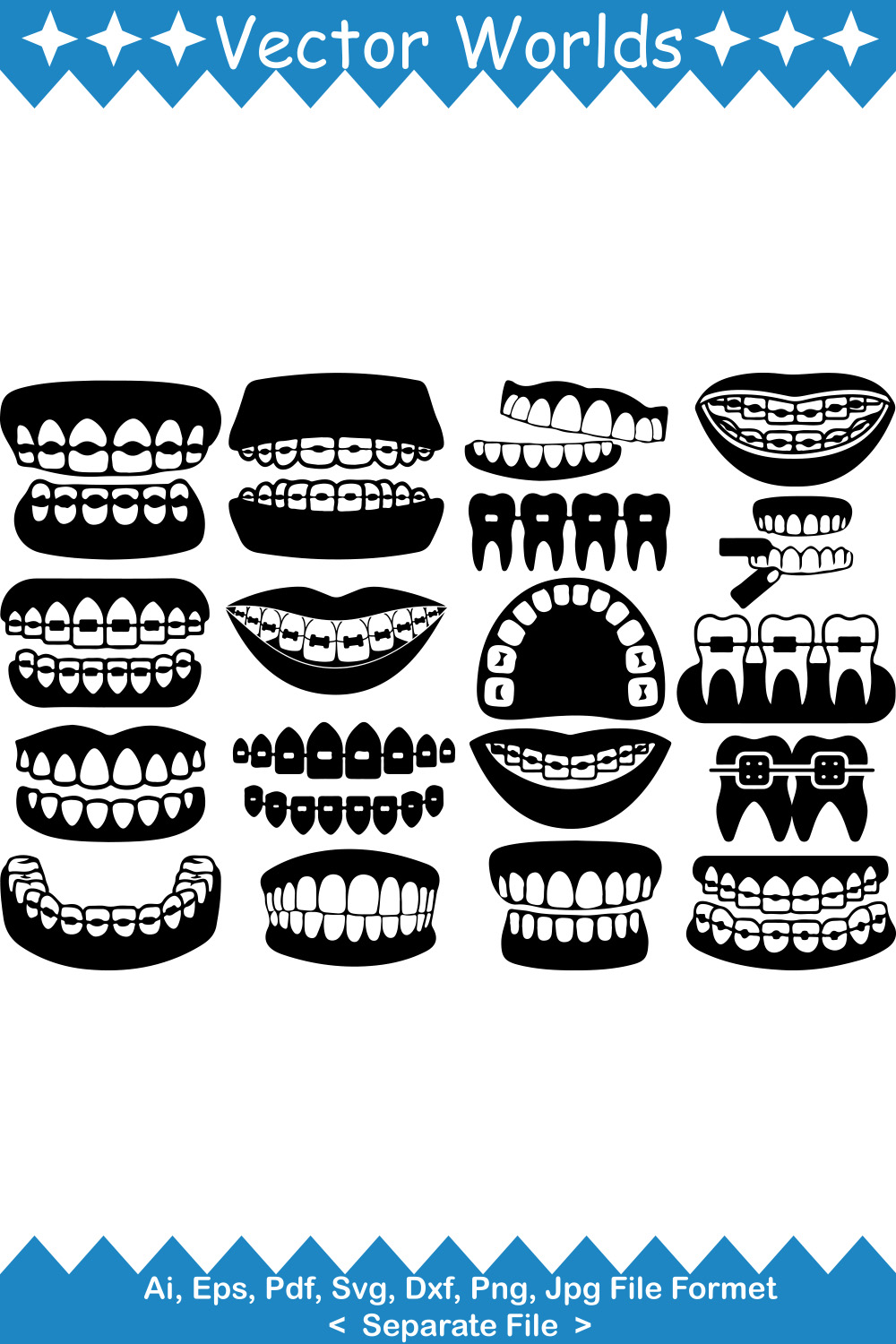 Braces SVG Vector Design pinterest preview image.