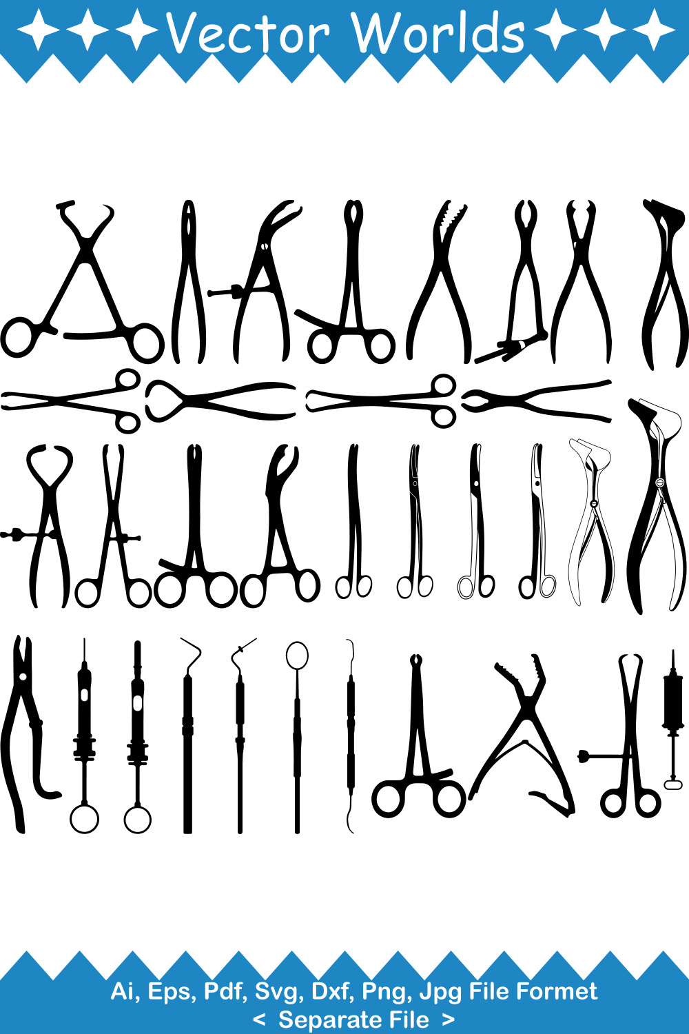 Bone Holder Forceps SVG Vector Design pinterest preview image.