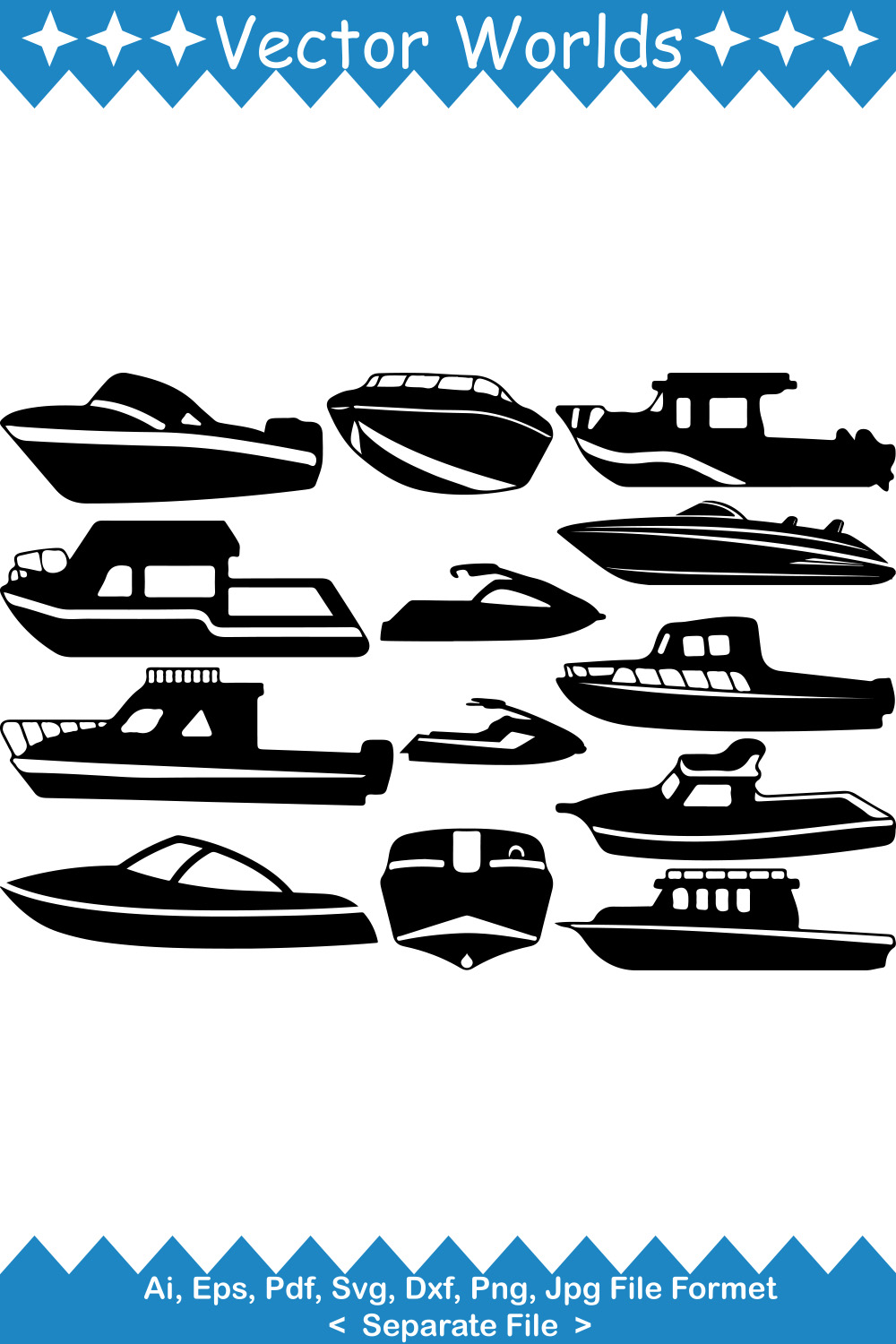 Speed Boat SVG Vector Design pinterest preview image.