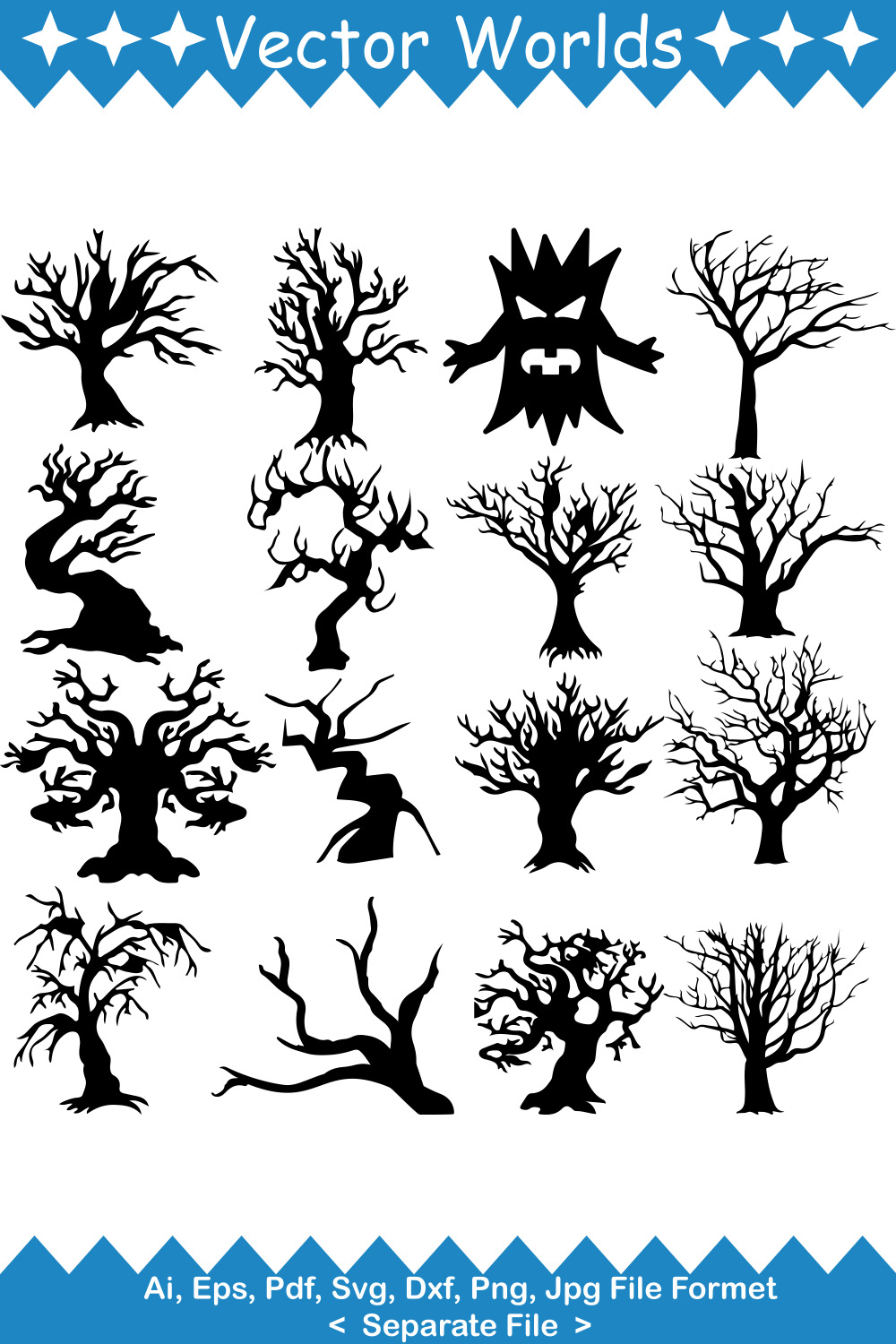 Spooky Branches SVG Vector Design pinterest preview image.