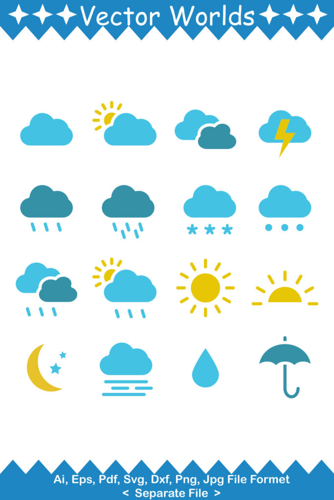 Set Weather Svg Weather Flat SVG Vector Design - MasterBundles