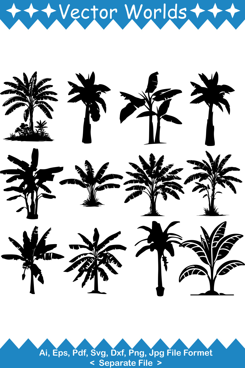 Banana Tree SVG Vector Design pinterest preview image.