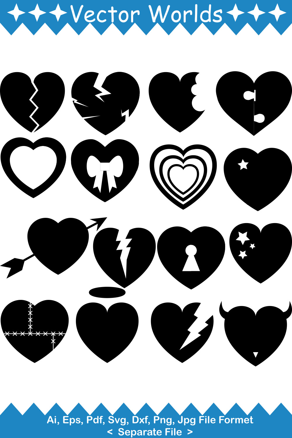 Hearts Paper SVG Vector Design pinterest preview image.