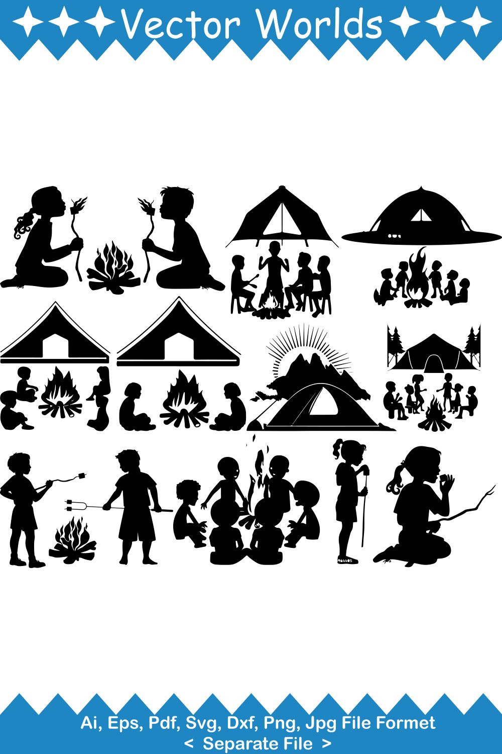 Kids Camp Fire SVG Vector Design pinterest preview image.