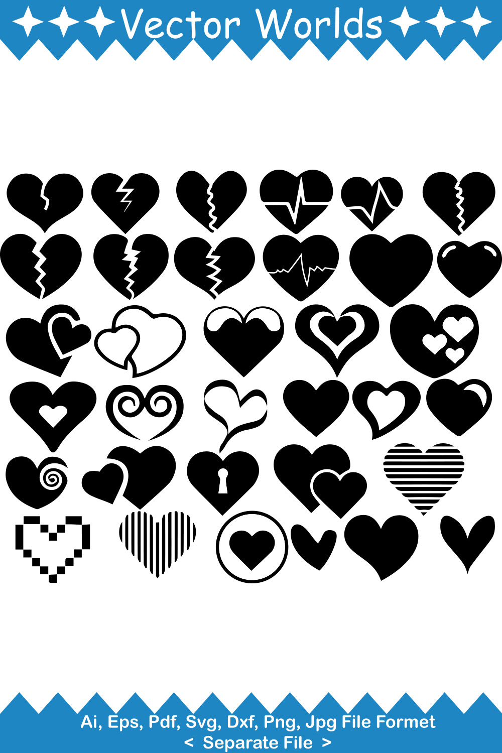 Hearts SVG Vector Design pinterest preview image.