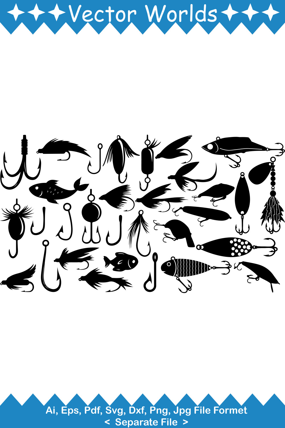Fishing Lure SVG Vector Design pinterest preview image.