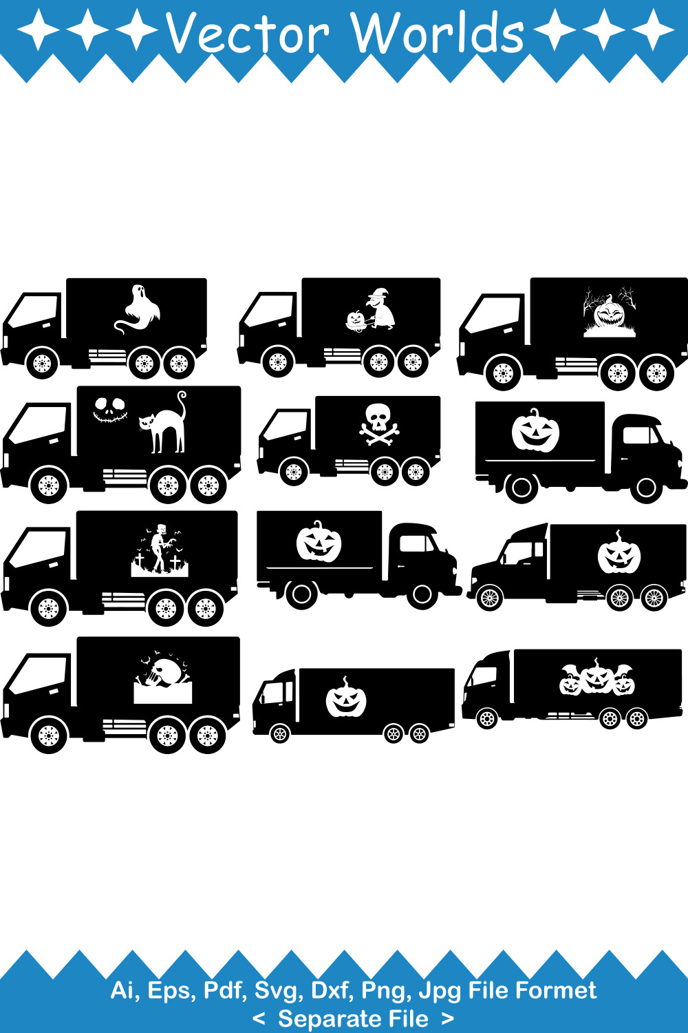 Halloween Truck SVG Vector Design pinterest preview image.