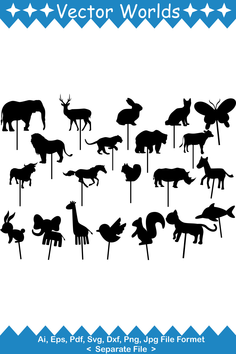 Animals Shadow SVG Vector Design pinterest preview image.