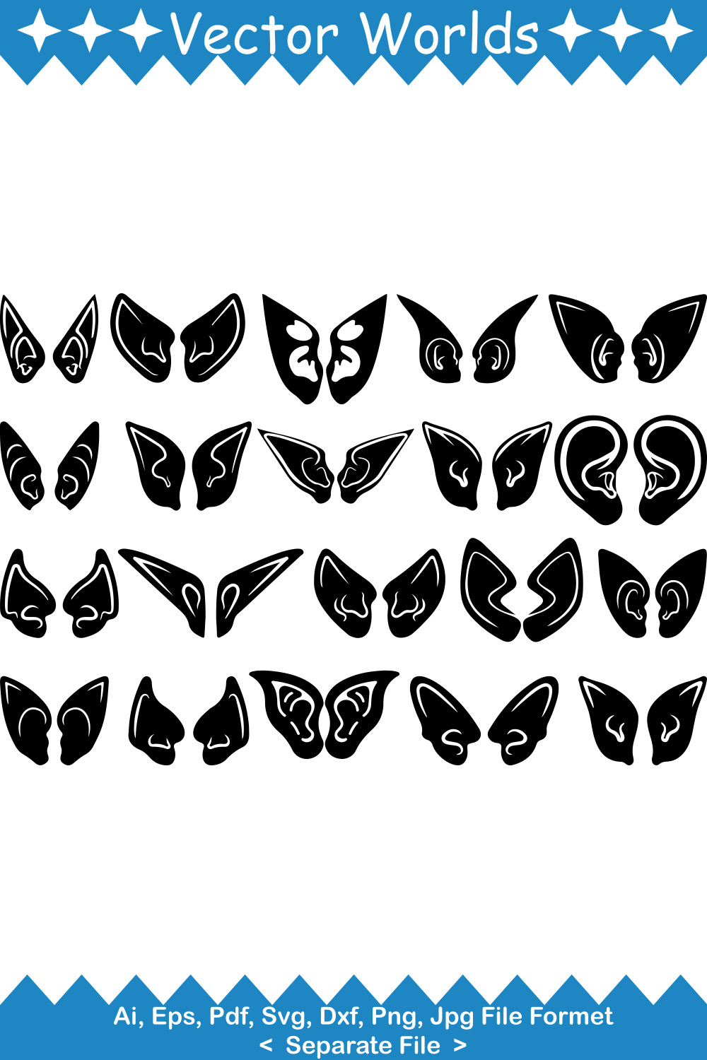 Elf Ears SVG Vector Design pinterest preview image.