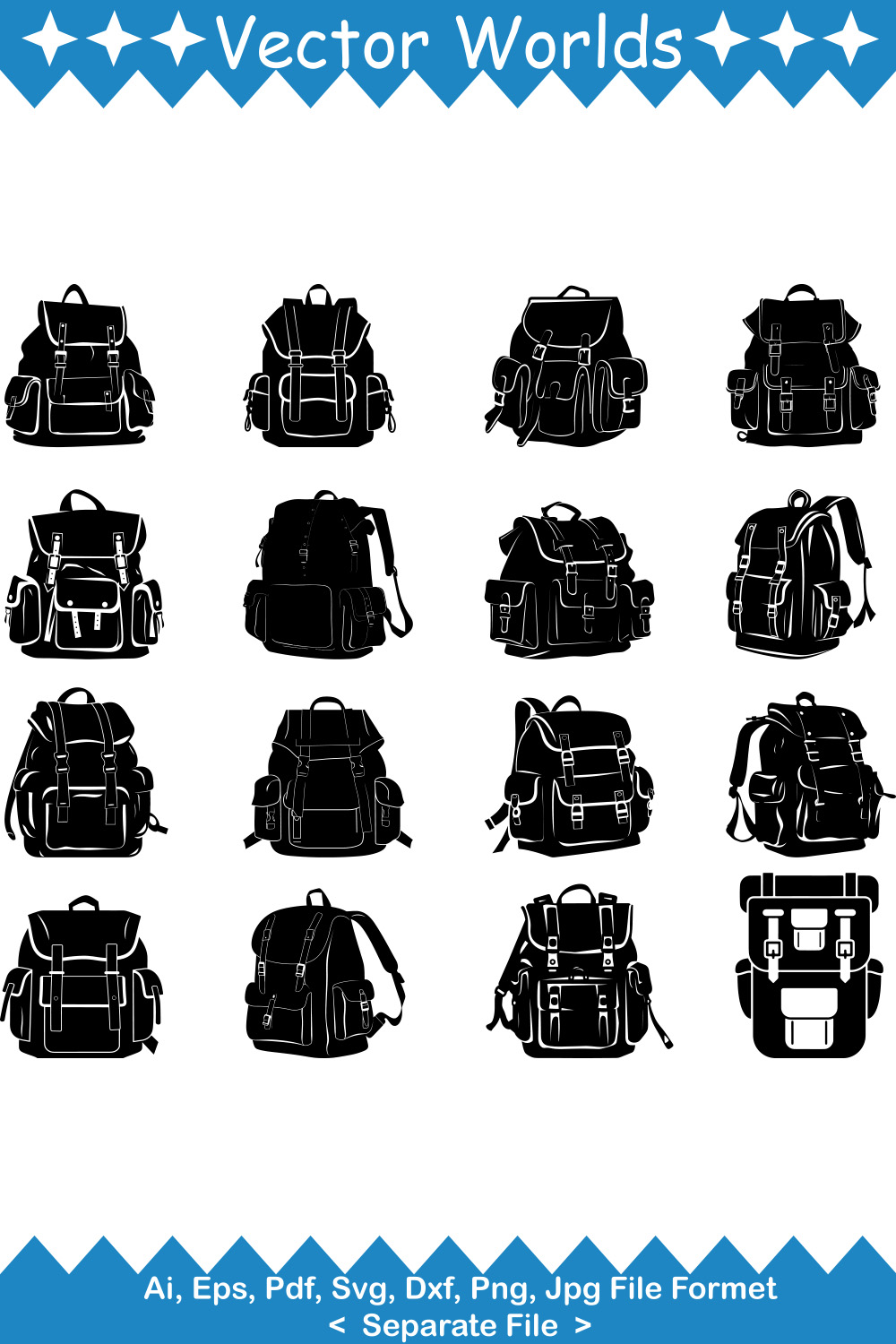 Hiking Backpack SVG Vector Design pinterest preview image.