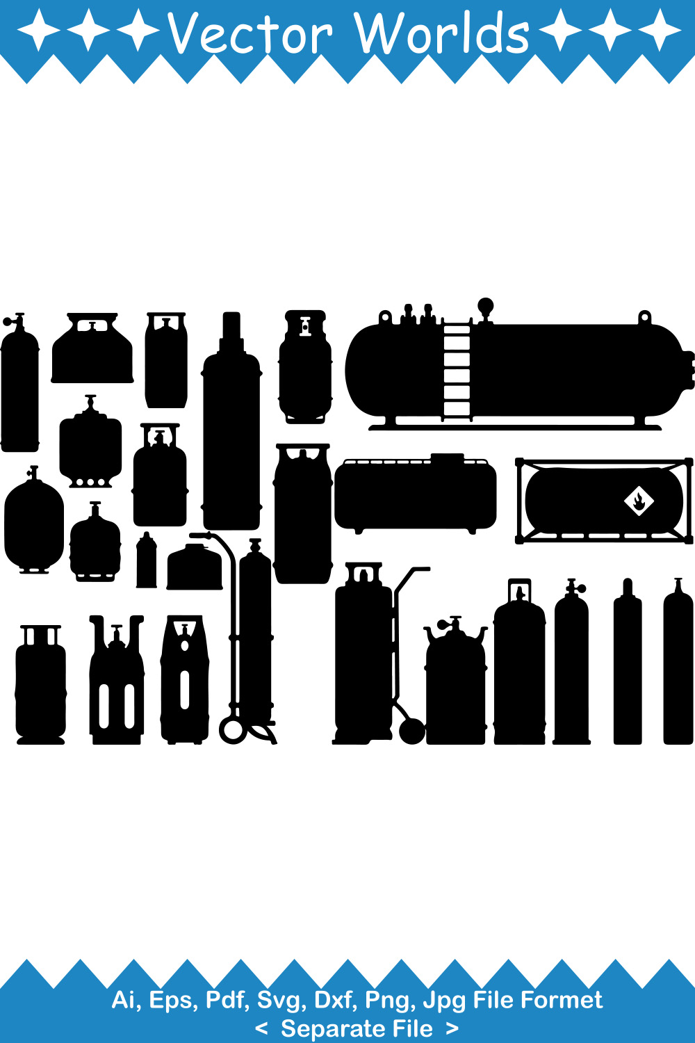 Gas Cylinder SVG Vector Design pinterest preview image.