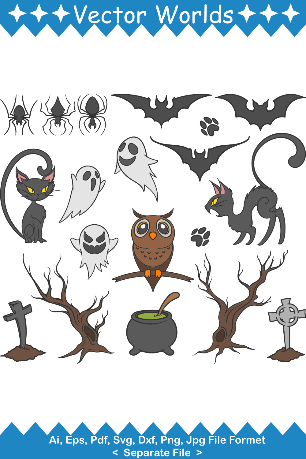 Happy Halloween SVG Vector Design pinterest preview image.