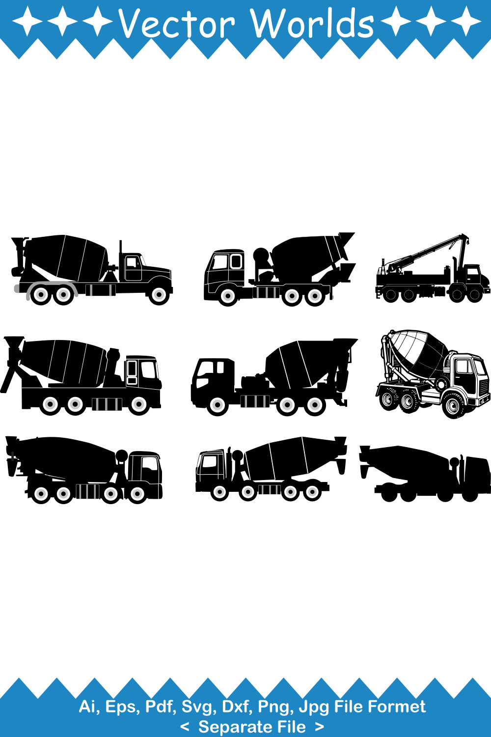 Concrete Pump Truck SVG Vector Design pinterest preview image.