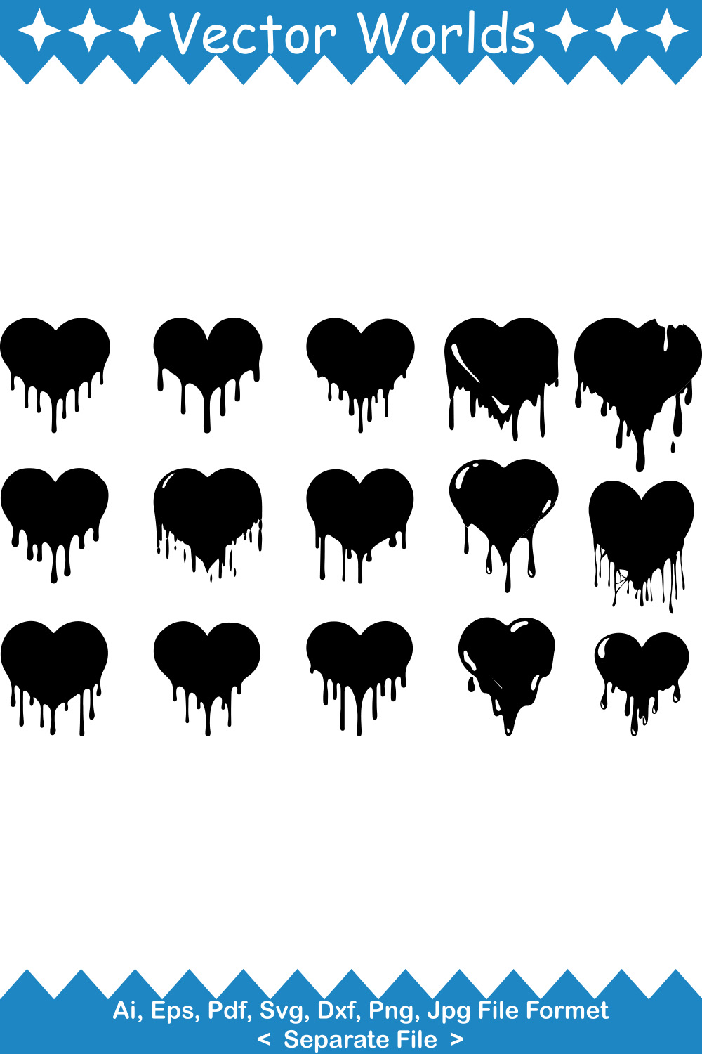 Melting Heart SVG Vector Design pinterest preview image.