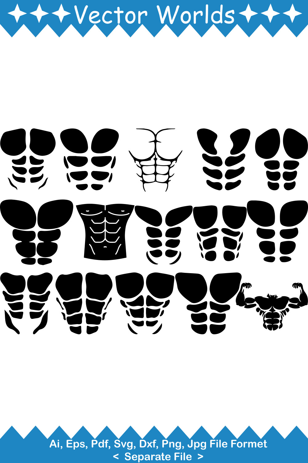 Six Pack SVG Vector Design pinterest preview image.